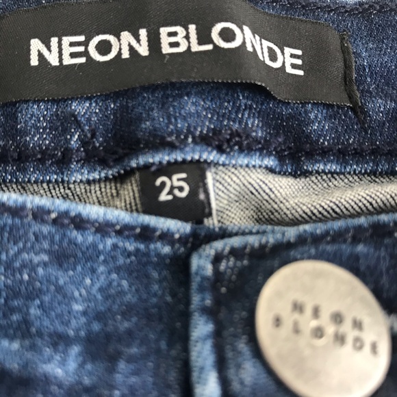 Neon Blonde High Rise Distressed Skinny Jeans - Picture 2 of 13